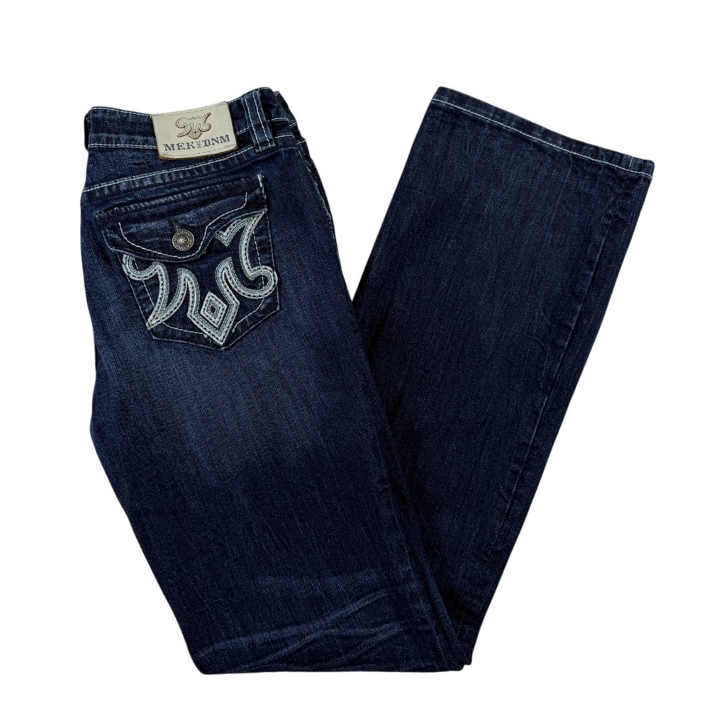 MEK Denim Birmingham‎ Slim Bootcut Jeans Dark Wash Embroidered Mens 32X34 (30)